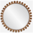 Uttermost Cyra Contemporary Glass & Mahogany Wood Beaded Round Mirror in Walnut
