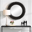 Uttermost Circle Of Piers Contemporary Wood Round Mirror in Ebony/Gray