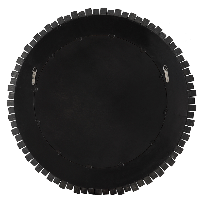 Uttermost Circle Of Piers Contemporary Wood Round Mirror in Ebony/Gray