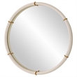 Uttermost Cyprus Coastal Glass & Faux Leather Round Mirror in White/Brass