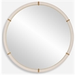 Uttermost Cyprus Coastal Glass & Faux Leather Round Mirror in White/Brass
