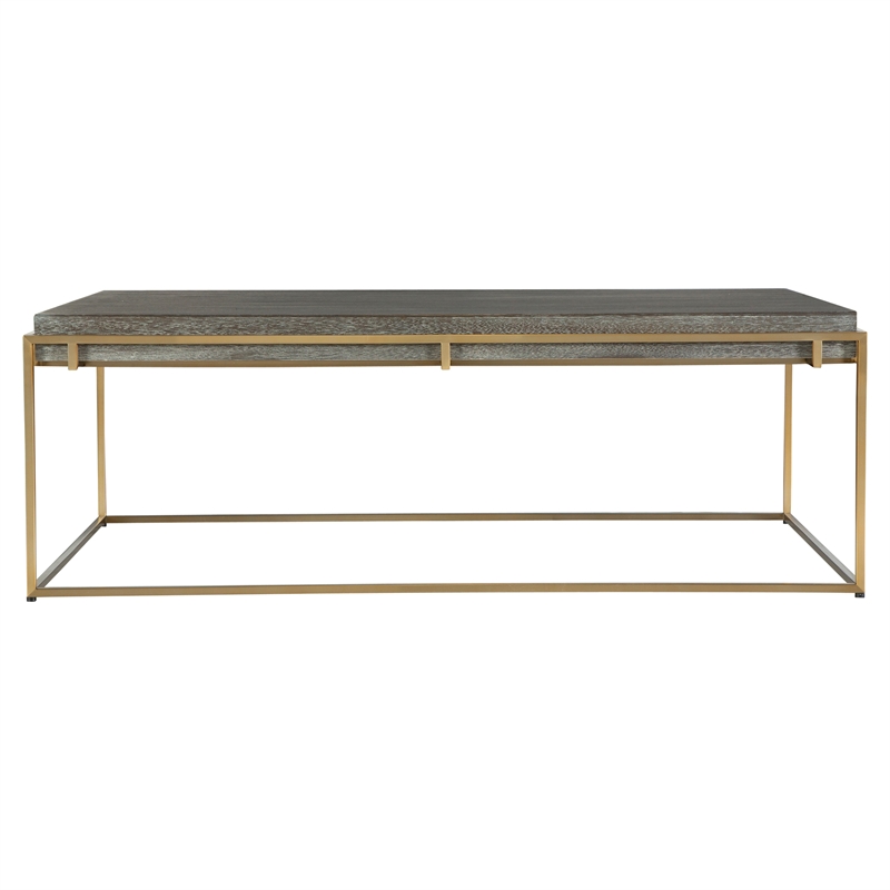 Uttermost Surround Contemporary Stainless Steel/MDF Coffee Table in Gold/Walnut