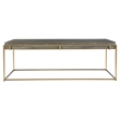 Uttermost Surround Contemporary Stainless Steel/MDF Coffee Table in Gold/Walnut