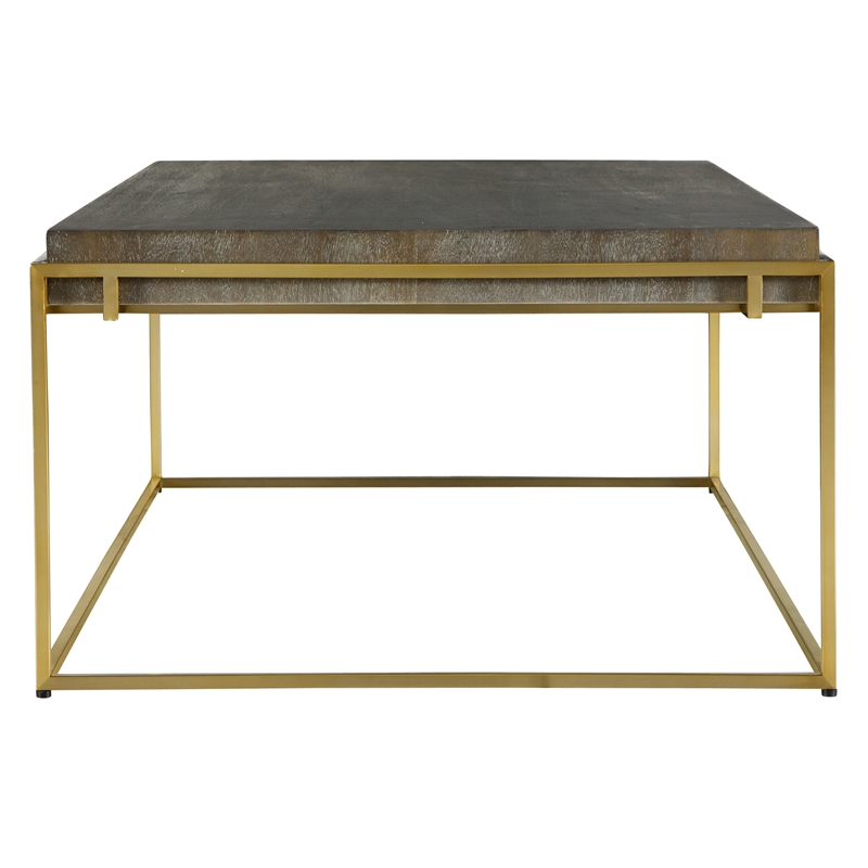 Uttermost Surround Contemporary Stainless Steel/MDF Coffee Table in Gold/Walnut
