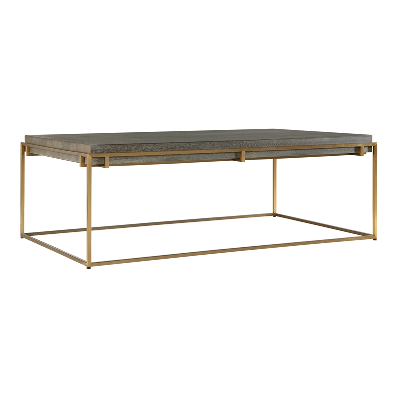 Uttermost Surround Contemporary Stainless Steel/MDF Coffee Table in Gold/Walnut