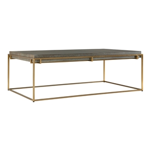 Uttermost Surround Contemporary Stainless Steel/MDF Coffee Table in Gold/Walnut