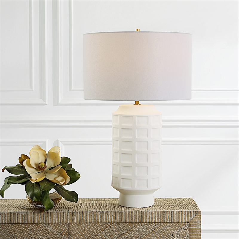 Uttermost Window Contemporary Ceramic and Fabric Table Lamp in White