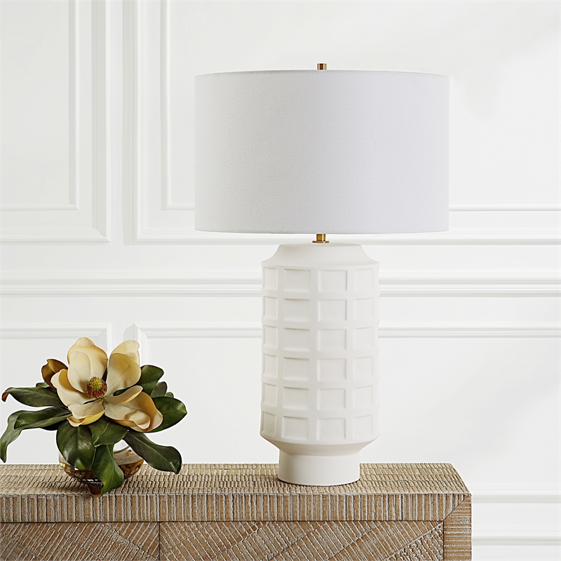 Uttermost Window Contemporary Ceramic and Fabric Table Lamp in White