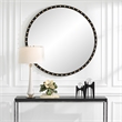 Uttermost Sele MDF and Beech Wood Round Dressing Mirror in Matte Black/Gold