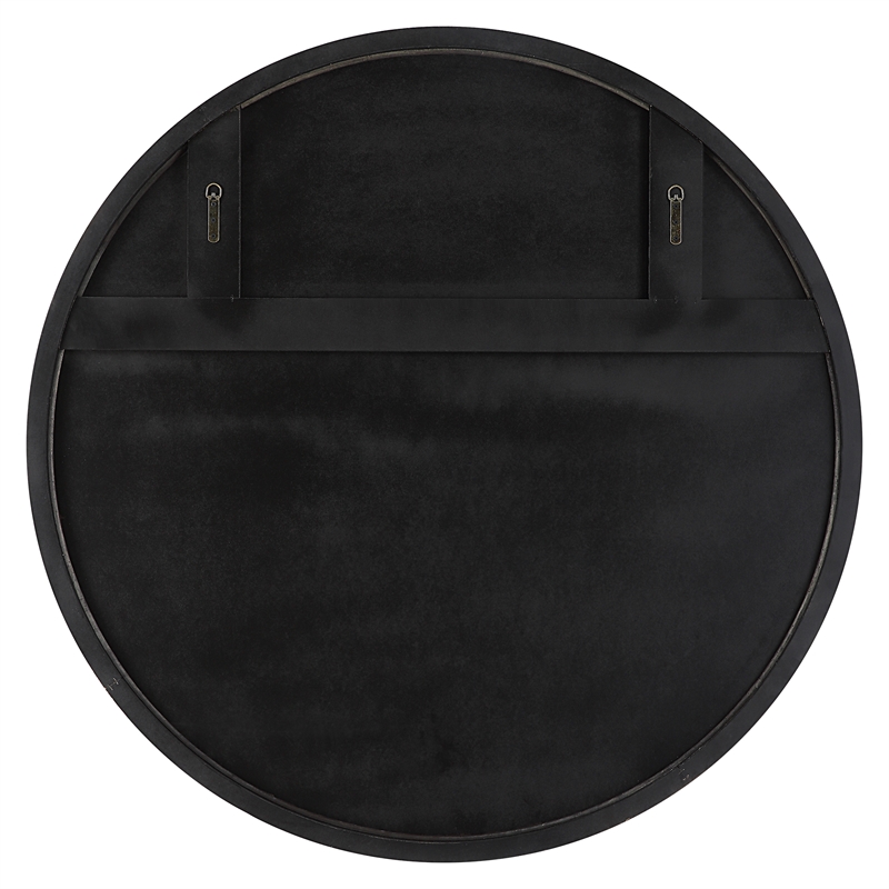 Uttermost Sele MDF and Beech Wood Round Dressing Mirror in Matte Black/Gold