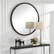 Uttermost Sele MDF and Beech Wood Round Dressing Mirror in Matte Black/Gold