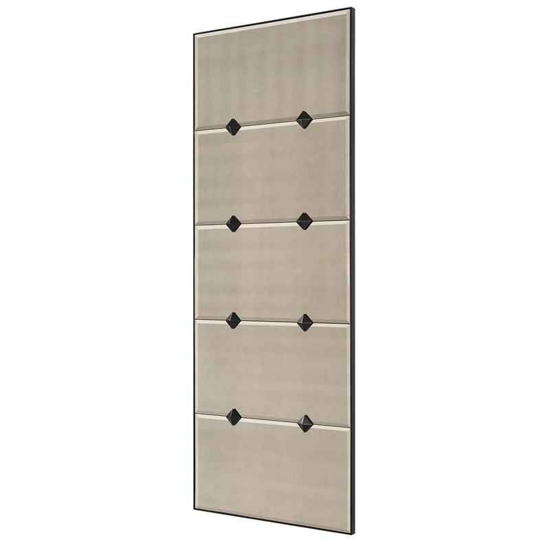 Uttermost Serchio Contemporary Iron Metal Oversized Mirror in Gray and Black