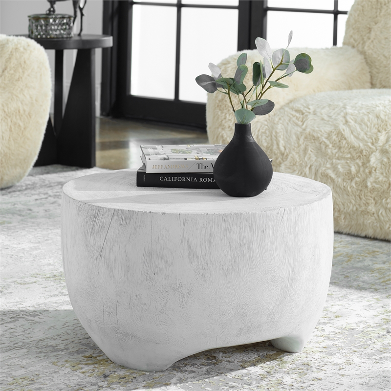 Uttermost Elevate Coastal Suar Wood Coffee Table in Matte White