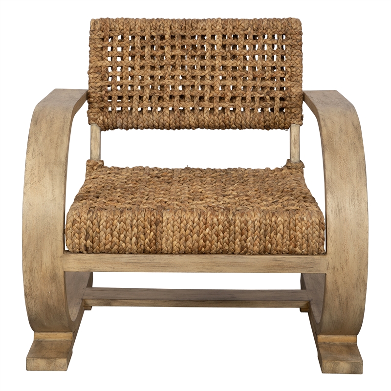 Uttermost Rehema Coastal Wood/Woven Water Hyacinth Accent Chair in Driftwood