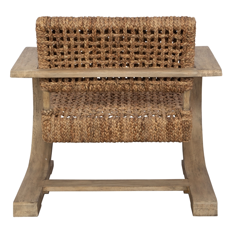 Uttermost Rehema Coastal Wood/Woven Water Hyacinth Accent Chair in Driftwood