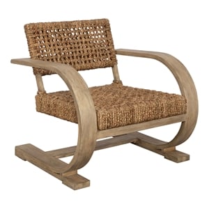 Uttermost Rehema Coastal Wood/Woven Water Hyacinth Accent Chair in Driftwood