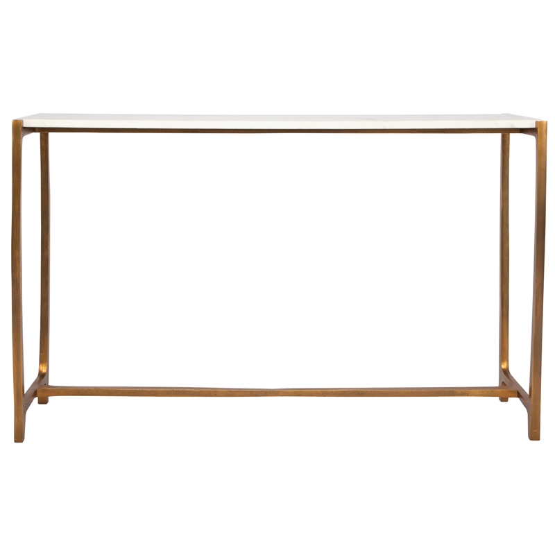 Uttermost Affinity Contemporary Aluminum/Marble Console Table in Gold/White