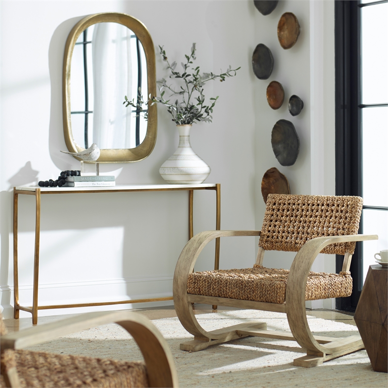 Uttermost Affinity Contemporary Aluminum/Marble Console Table in Gold/White