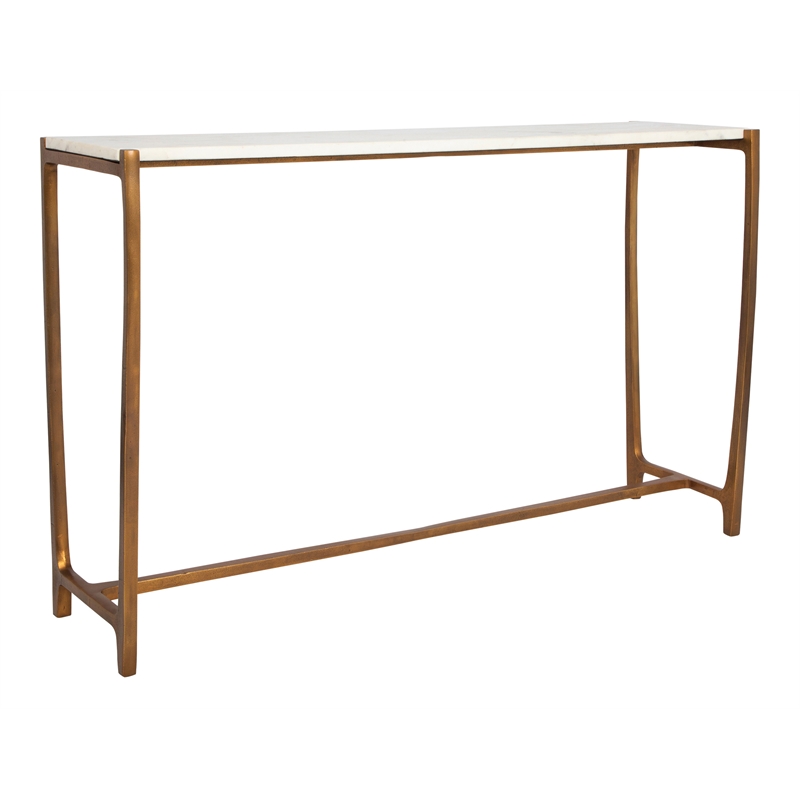 Uttermost Affinity Contemporary Aluminum/Marble Console Table in Gold/White
