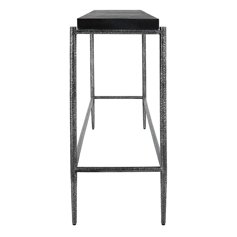 Uttermost Crescendo Contemporary Metal & Concrete Console Table in Silver/Black