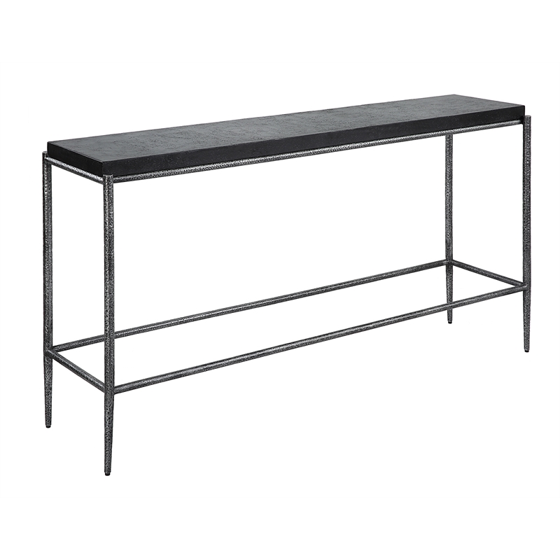Uttermost Crescendo Contemporary Metal & Concrete Console Table in Silver/Black