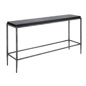 Uttermost Crescendo Contemporary Metal & Concrete Console Table in Silver/Black