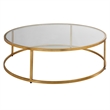 Uttermost Radius Contemporary Metal/Glass Coffee Table in Gold/Clear