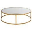 Uttermost Radius Contemporary Metal/Glass Coffee Table in Gold/Clear