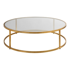 Uttermost Radius Contemporary Metal/Glass Coffee Table in Gold/Clear
