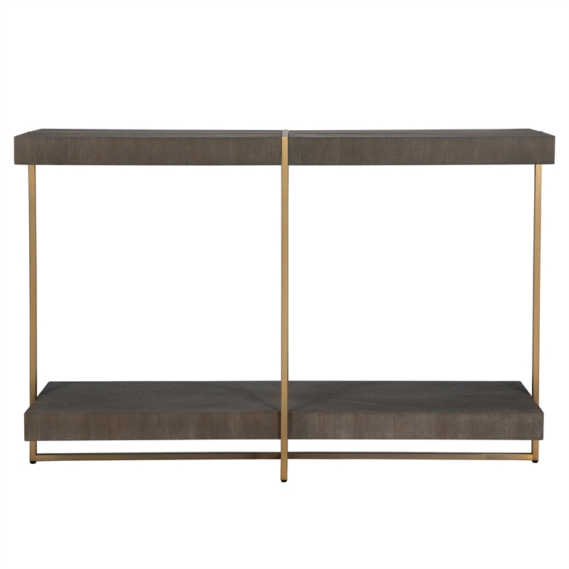 Uttermost Taja Contemporary Wood/Stainless Steel Console Table in Walnut/Gold