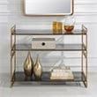 Uttermost Stacked Up Contemporary Glass/Metal Console Table in Smocked Gray/Gold