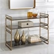 Uttermost Stacked Up Contemporary Glass/Metal Console Table in Smocked Gray/Gold