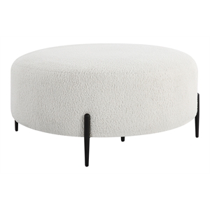 Uttermost Arles Contemporary Fabric & Metal Ottoman in White/Black