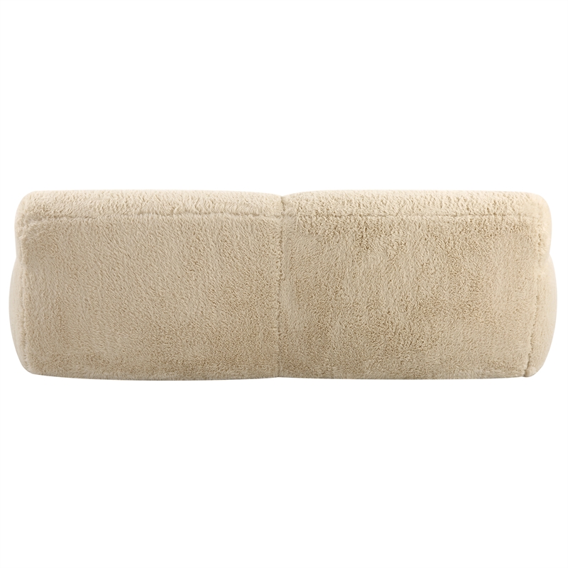 Uttermost Abide Contemporary Faux Sheepskin Fabric Upholstered Sofa in Caramel