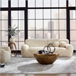 Uttermost Abide Contemporary Faux Sheepskin Fabric Upholstered Sofa in Caramel