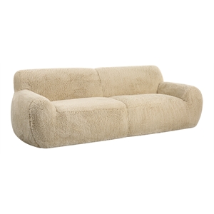 Uttermost Abide Contemporary Faux Sheepskin Fabric Upholstered Sofa in Caramel