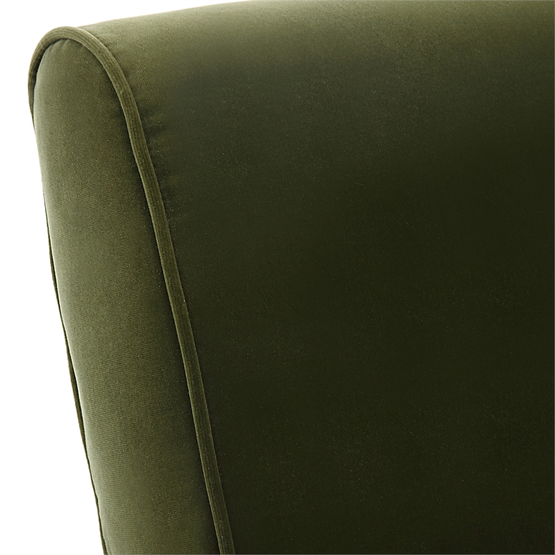 Uttermost Knoll Mid-Century Velvet & Steel Accent Chair in Olive Green/Brass