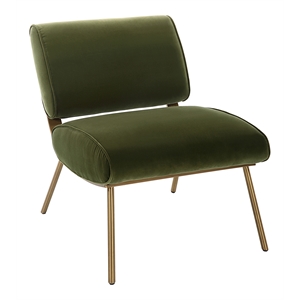 Uttermost Knoll Mid-Century Velvet & Steel Accent Chair in Olive Green/Brass