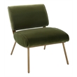 Uttermost Knoll Mid-Century Velvet & Steel Accent Chair in Olive Green/Brass