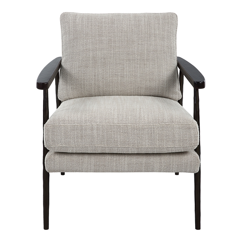 Uttermost Sebastian Contemporary Fabric & Wood Accent Chair in Ivory/Walnut