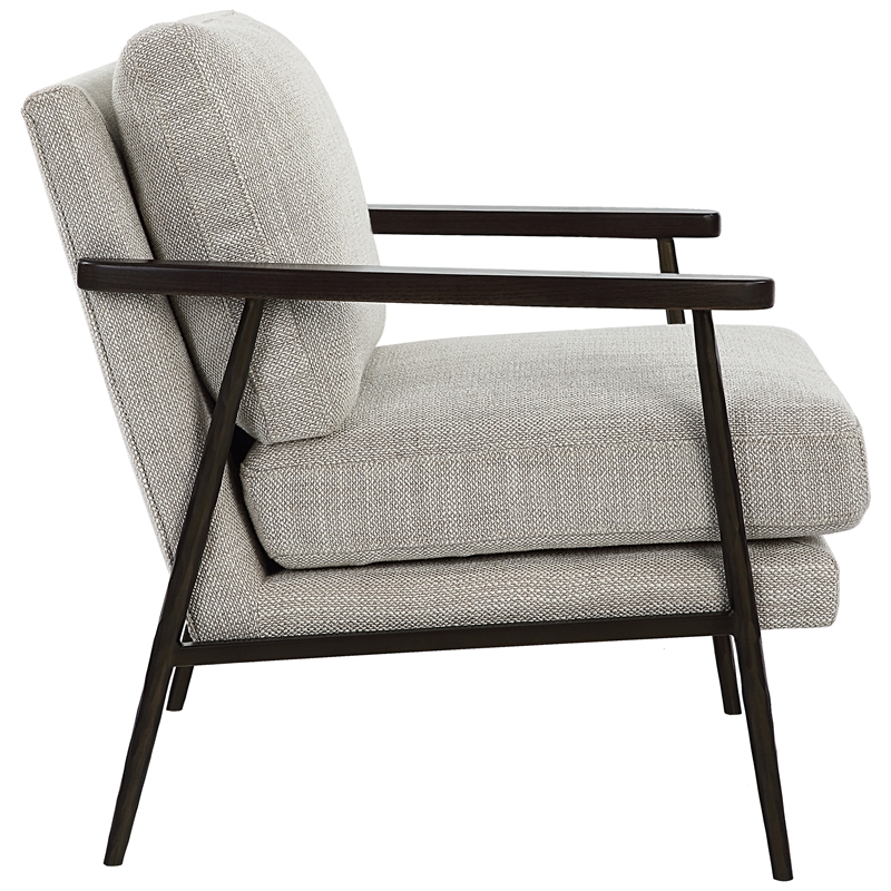 Uttermost Sebastian Contemporary Fabric & Wood Accent Chair in Ivory/Walnut