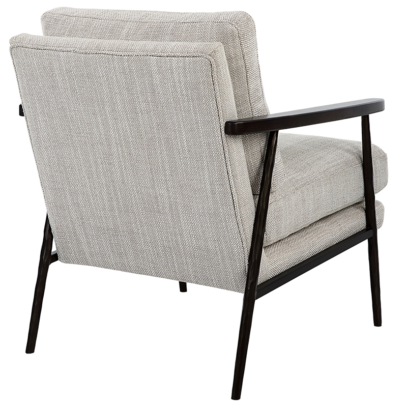 Uttermost Sebastian Contemporary Fabric & Wood Accent Chair in Ivory/Walnut
