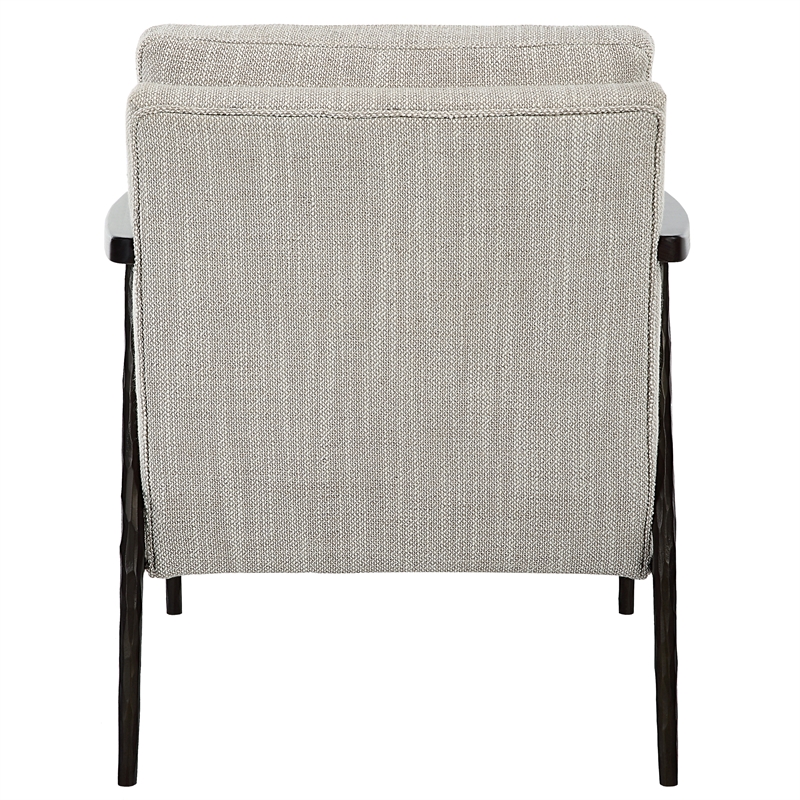 Uttermost Sebastian Contemporary Fabric & Wood Accent Chair in Ivory/Walnut