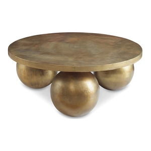 Uttermost Triplet Contemporary Aluminum Coffee Table in Antique Brass