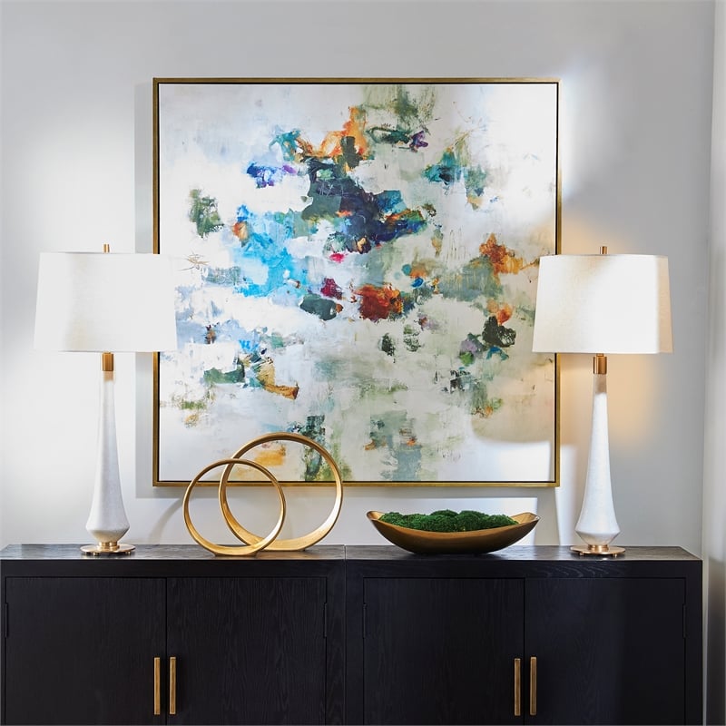 Uttermost Rock & Roll Modern Wood & Canvas Framed Art in Gold/Multi-Color