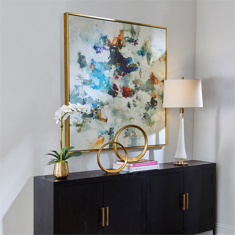 Uttermost Rock & Roll Modern Wood & Canvas Framed Art in Gold/Multi-Color