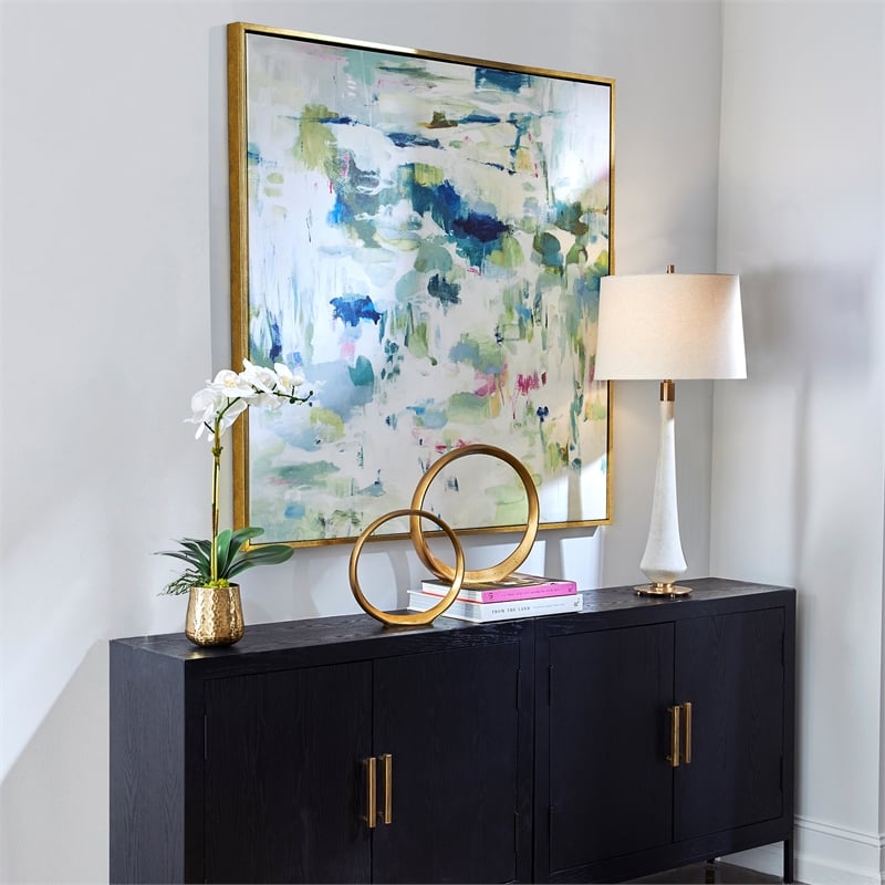 Uttermost Abstract Reflections Modern Wood & Canvas Framed Art in Multi-Color