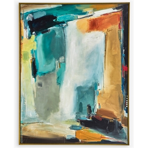 Uttermost Painters High Modern Wood & Canvas Framed Art in Gold/Multi-Color