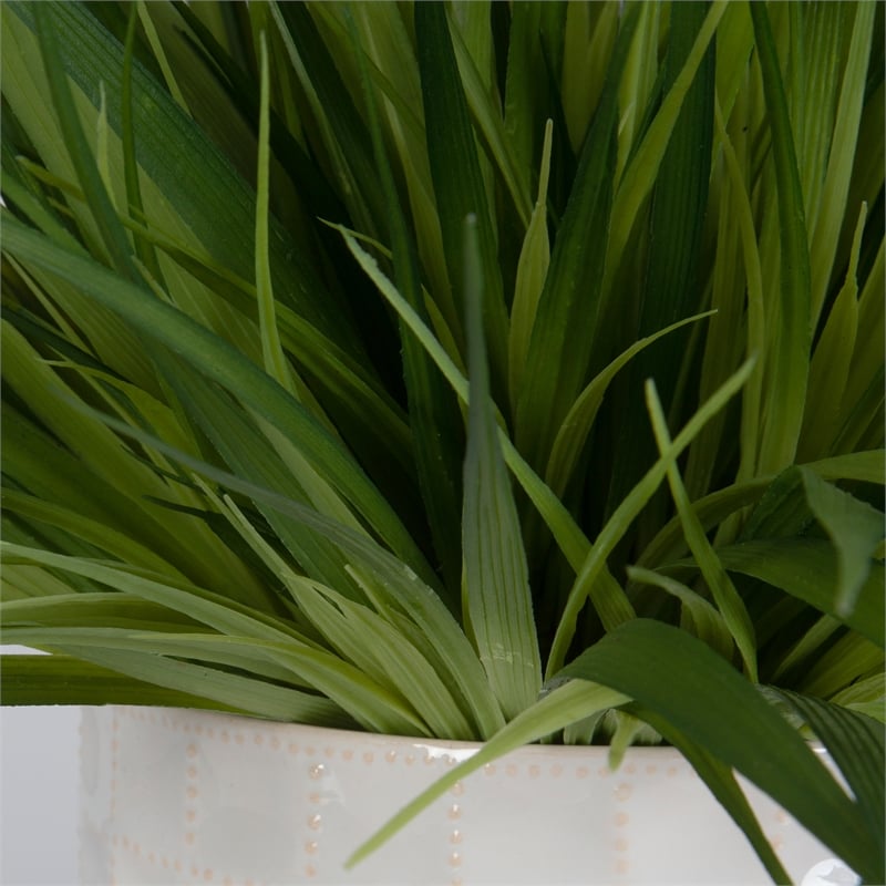 Uttermost Edgewood Coastal Ceramic/Plastic Flower Pot in White/Green (Set of 2)