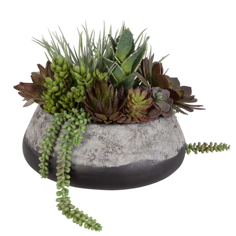 Uttermost Yuma Contemporary Cement Stone/Plastic Centerpiece in Gray/Burgundy